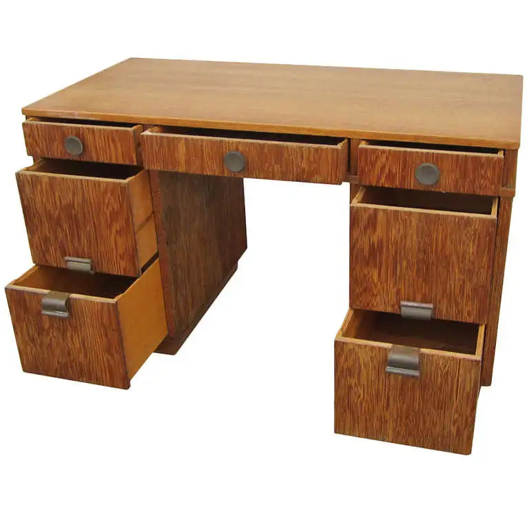 50″ Paul Frankl Combed Wood Desk for Brown Saltman