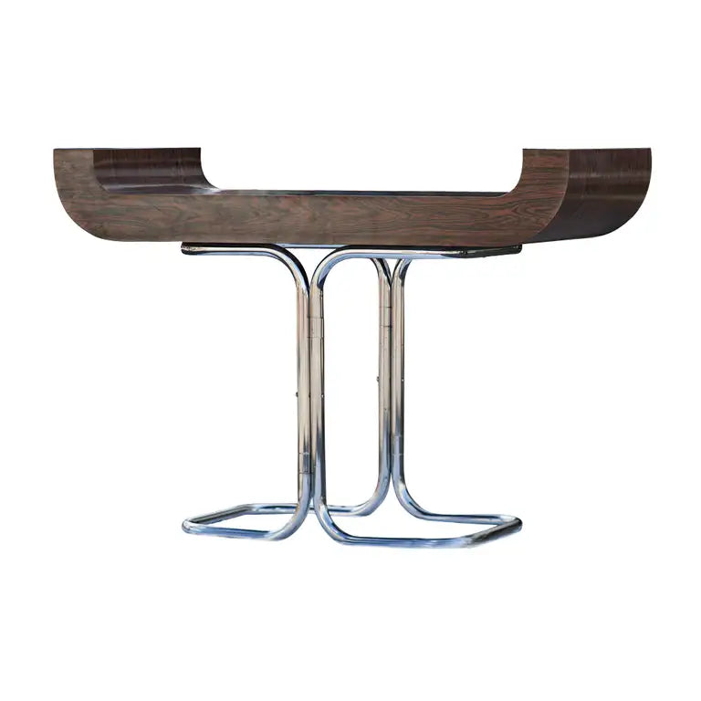 Retro entryway console in rosewood and chrome
