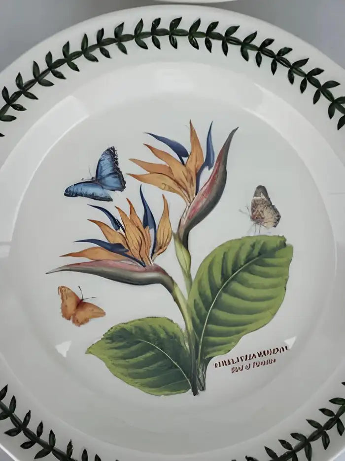 Floral-themed Portmeirion plates from the Exotic Botanic Garden collection.