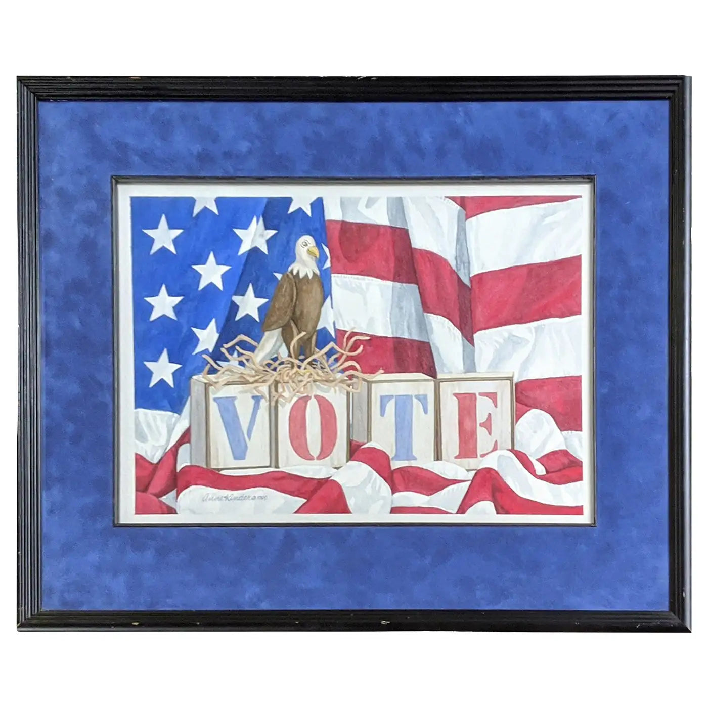 Vintage 1999 Anne Kinder signed “VOTE” art