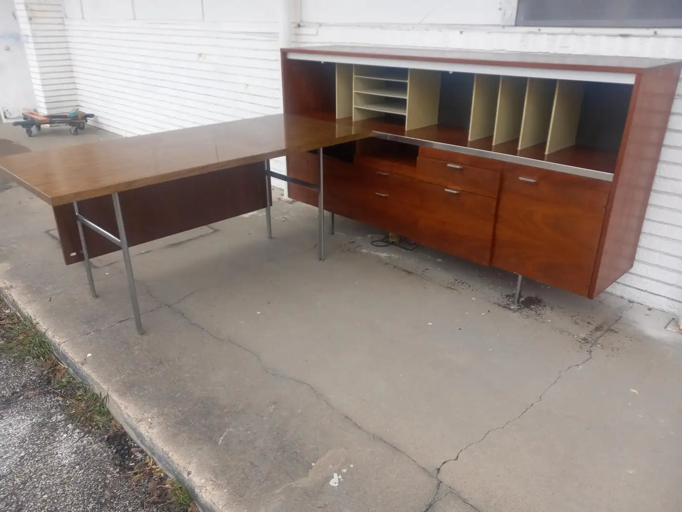 Walnut credenza and desk set designed by George Nelson.