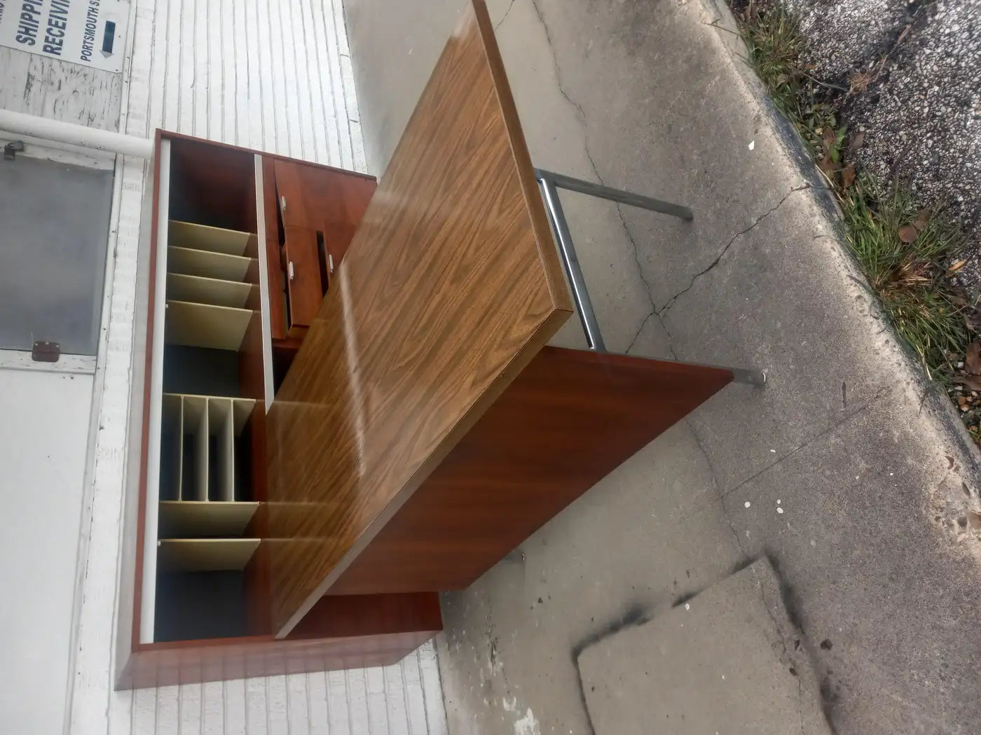 Classic vintage Herman Miller walnut desk set design.