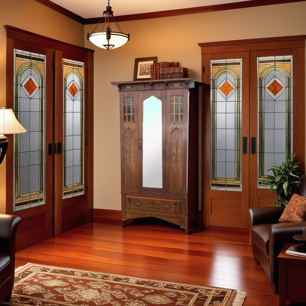 6FT Arts and Crafts Mission oak armoire