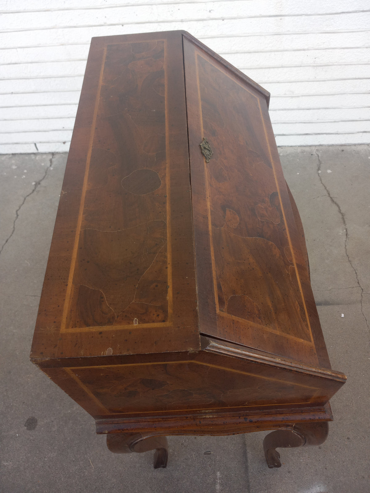 French Provincial Burl Walnut w/ Inlay Drop Front Desk