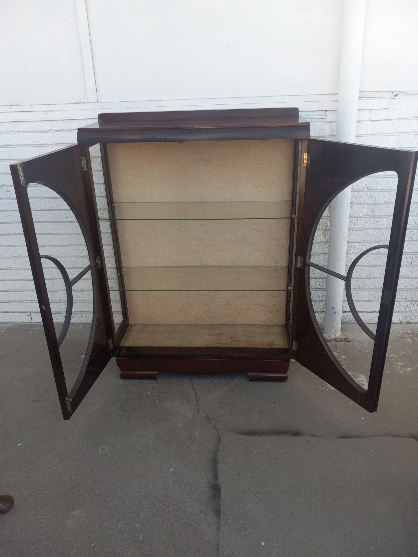 Decorative vintage Art Deco cabinet with display shelves