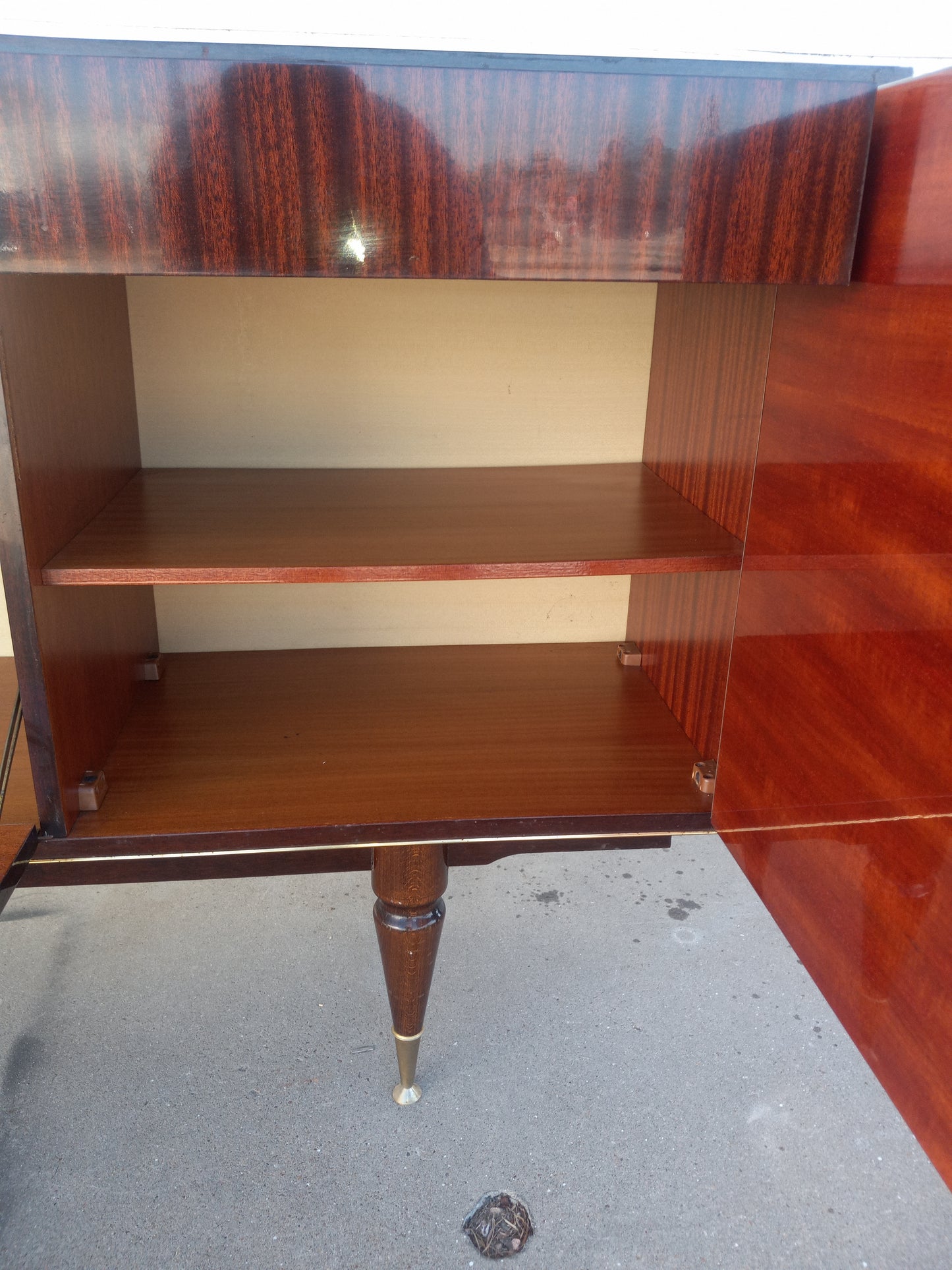 Modernist French credenza with clean lines and wood