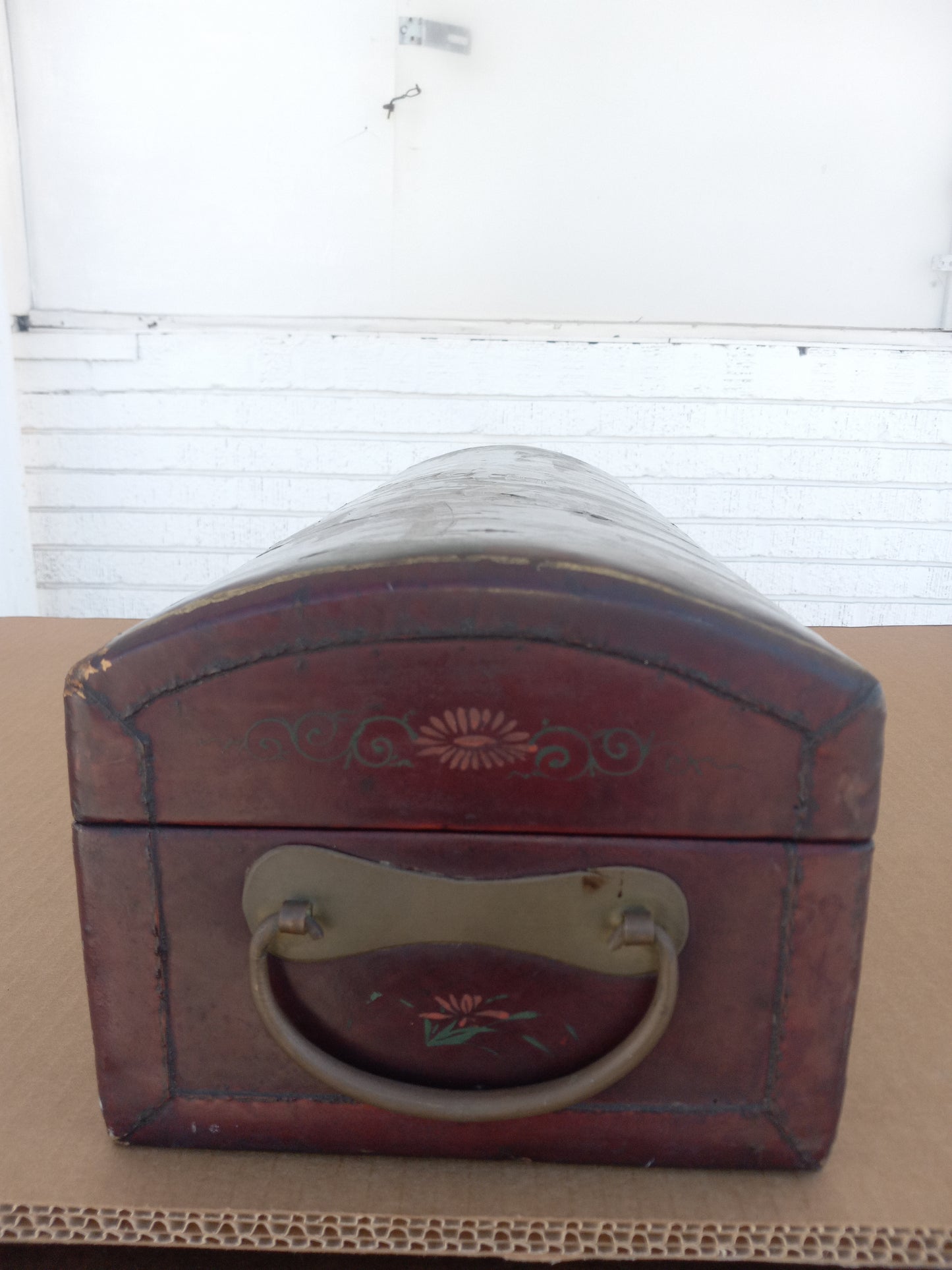 Hand painted Asian style jewelry box with floral design