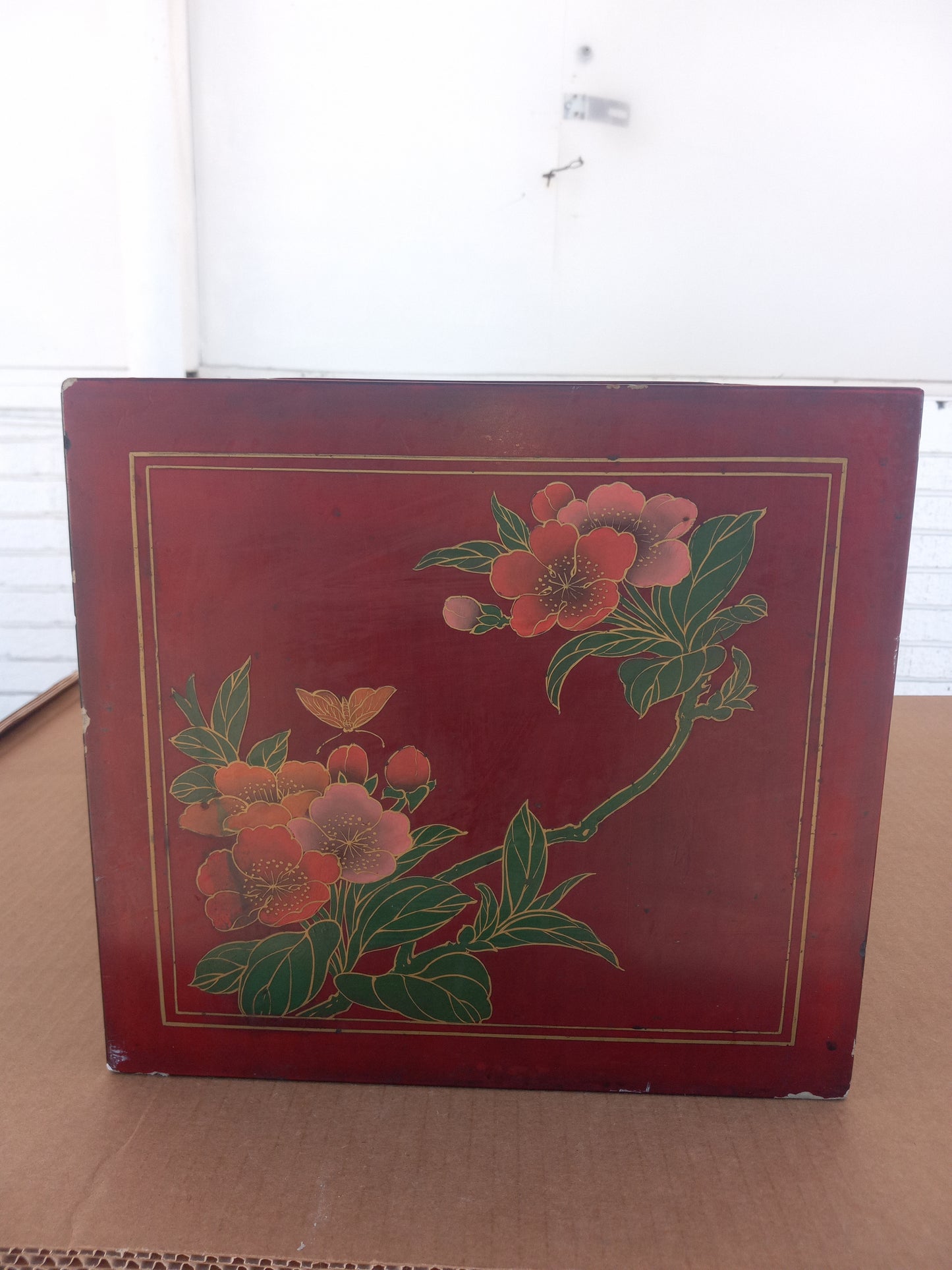Antique style hand painted wooden jewelry box
