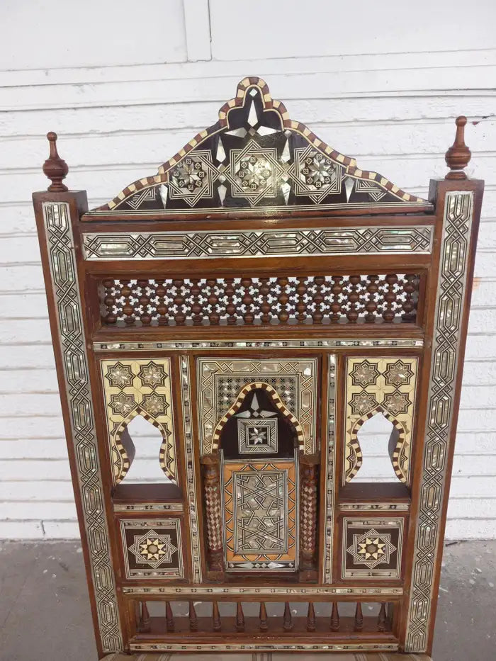 Antique Middle Eastern inlaid chairs – Syrian craftsmanship.