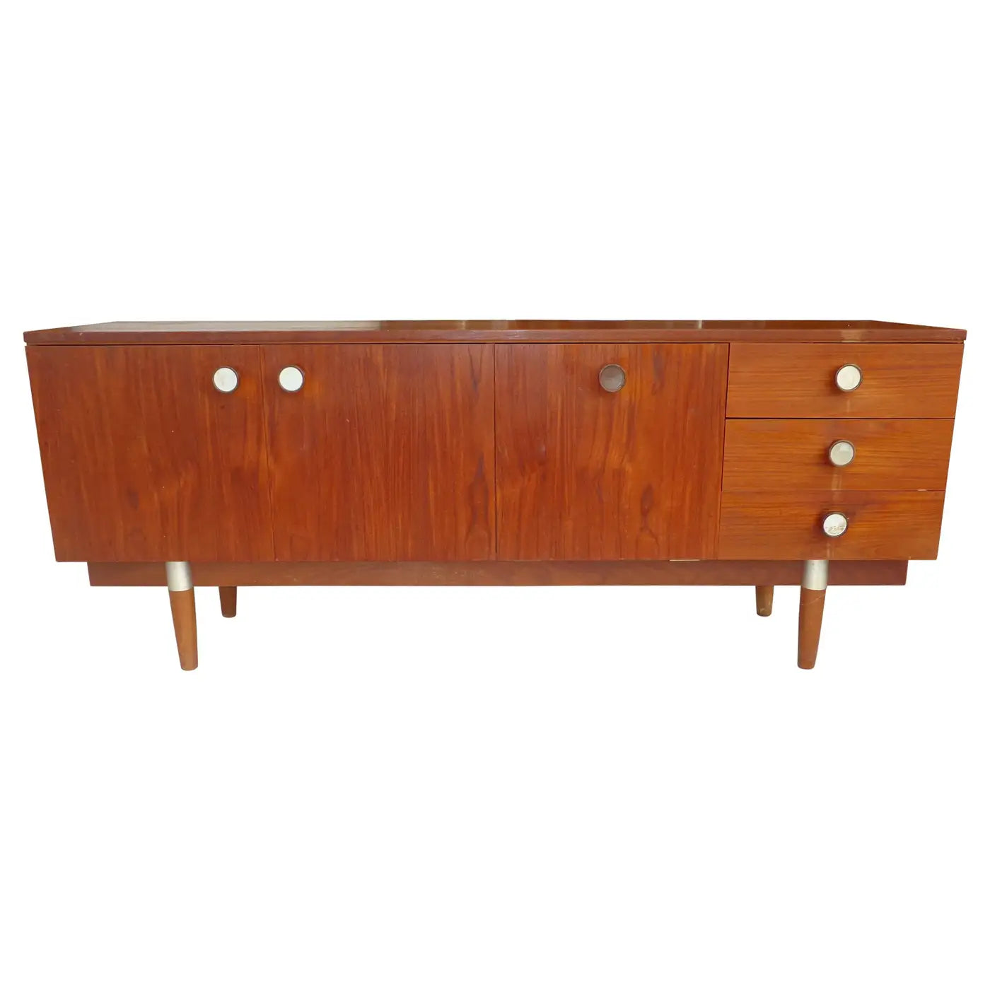 Vintage teak dresser with metal hardware