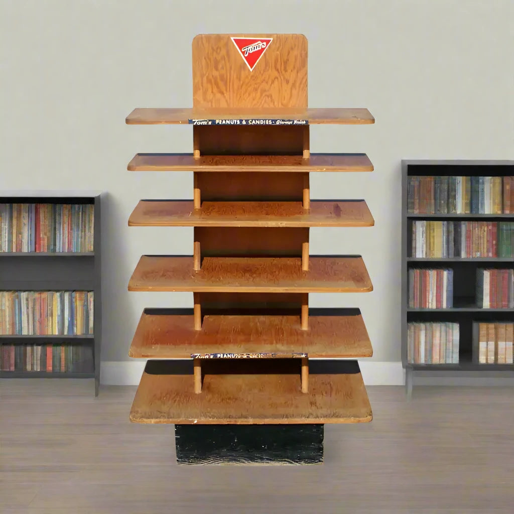 Vintage Toms Peanuts wood display shelves