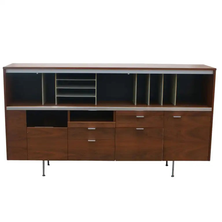 Herman Miller walnut credenza and desk set vintage style.