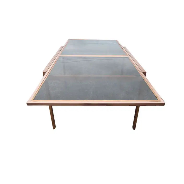 Elegant mid-century copper extension table designed by Milo Baughman