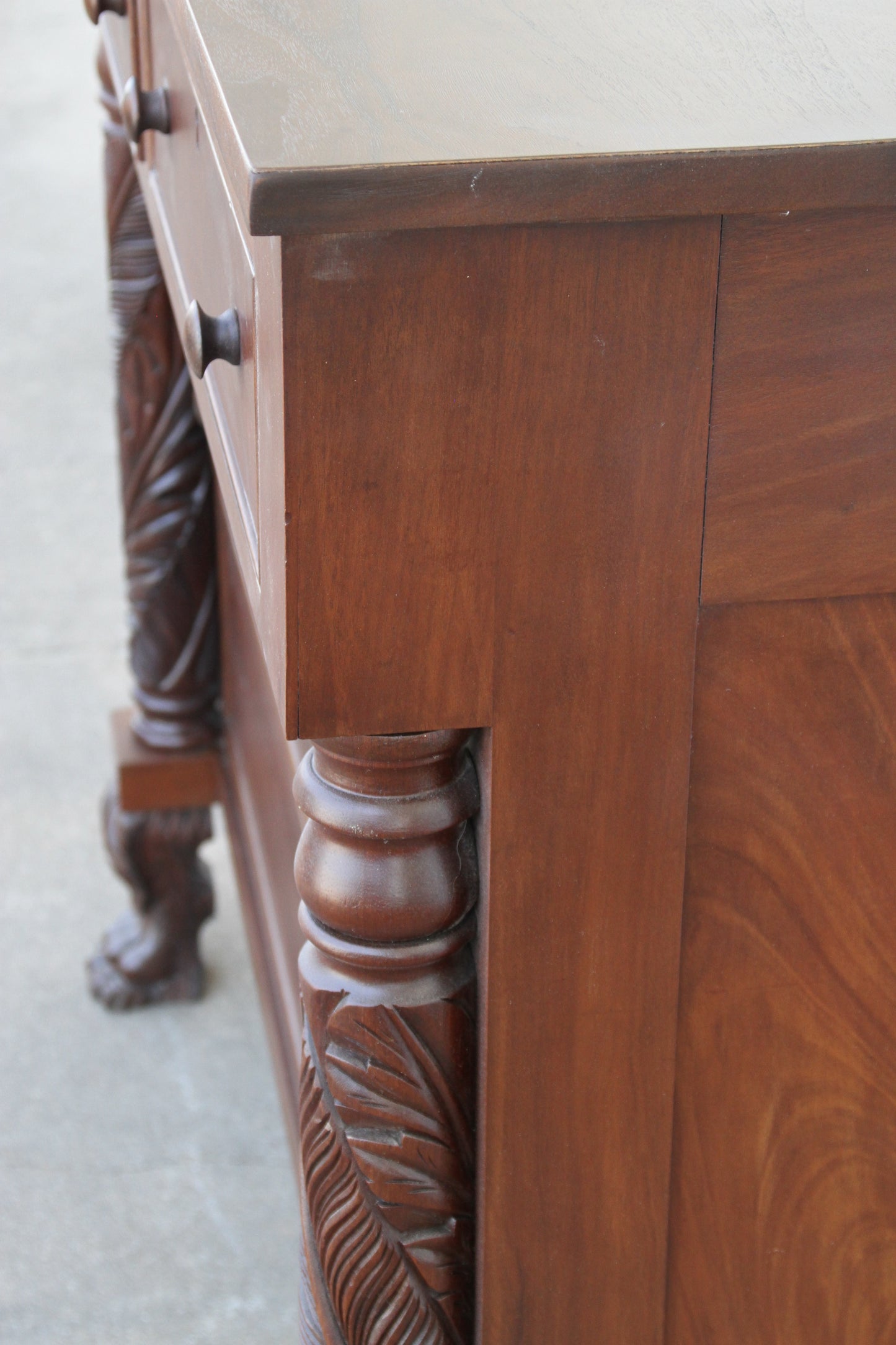 Solid Mahogany Antique Dresser – Hand-Carved 5-Drawer Chest of Drawers for Rustic Interiors