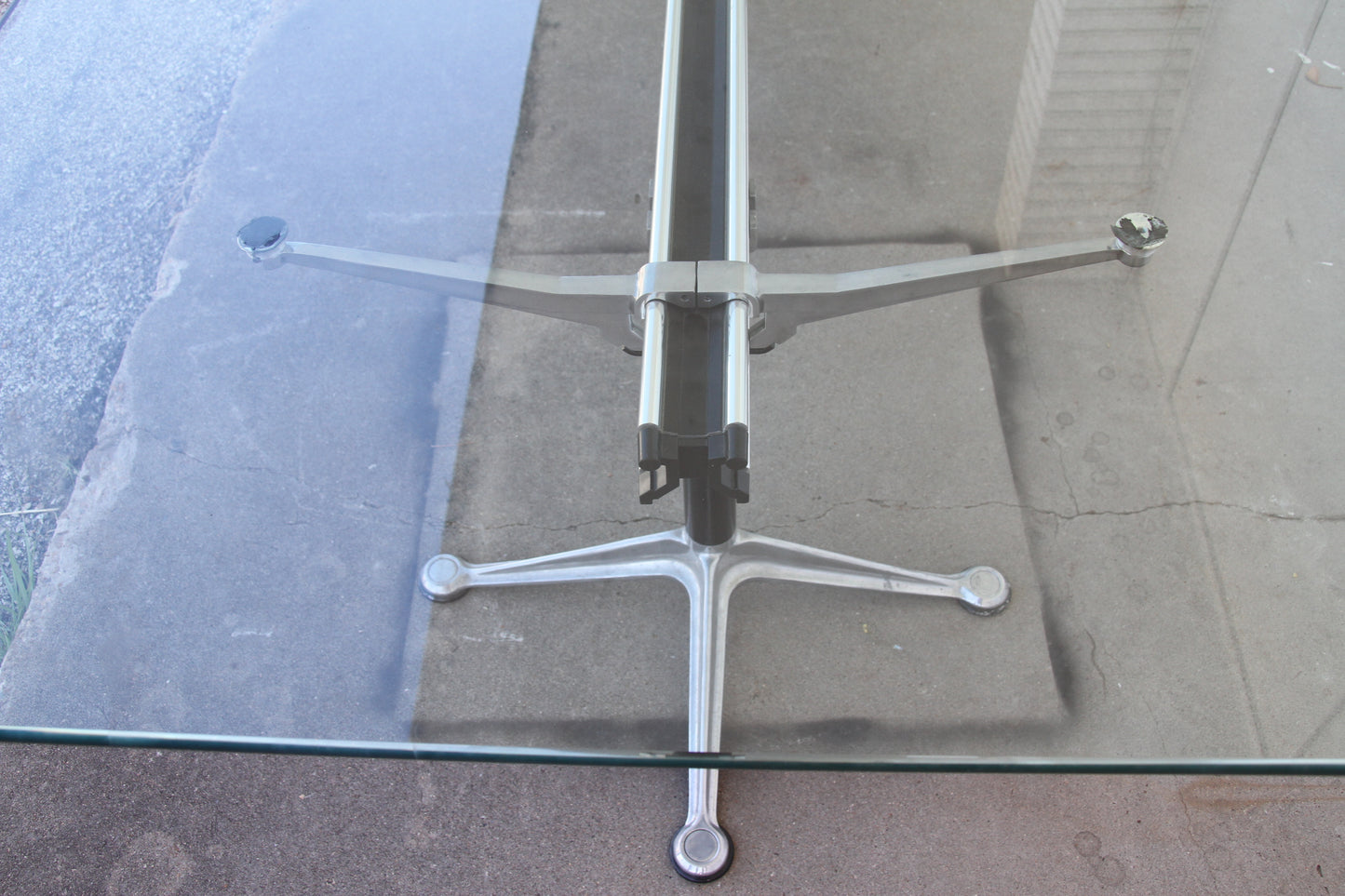 Retro Burdick dining table with glass top