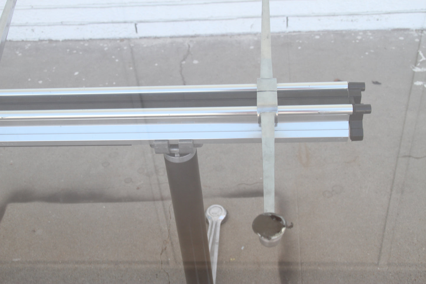 Burdick Group table with clear glass surface