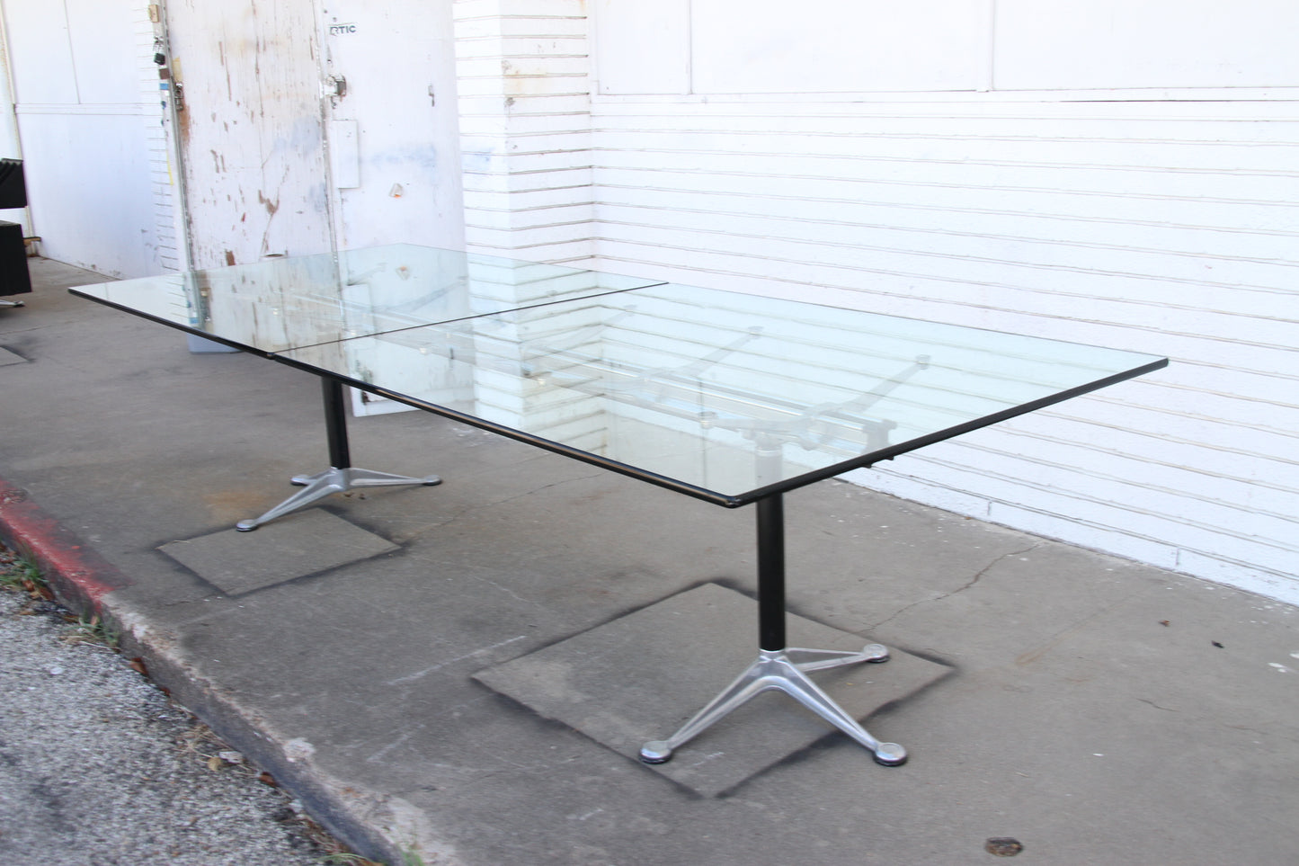 Retro glass table by Herman Miller