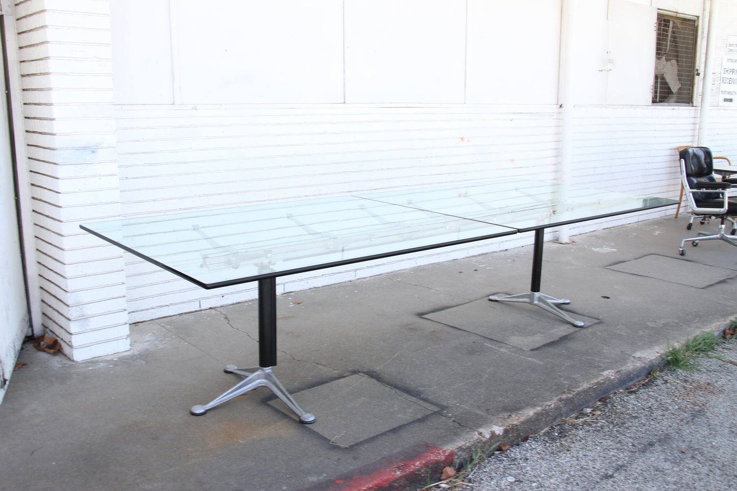 Top view of Burdick glass top table