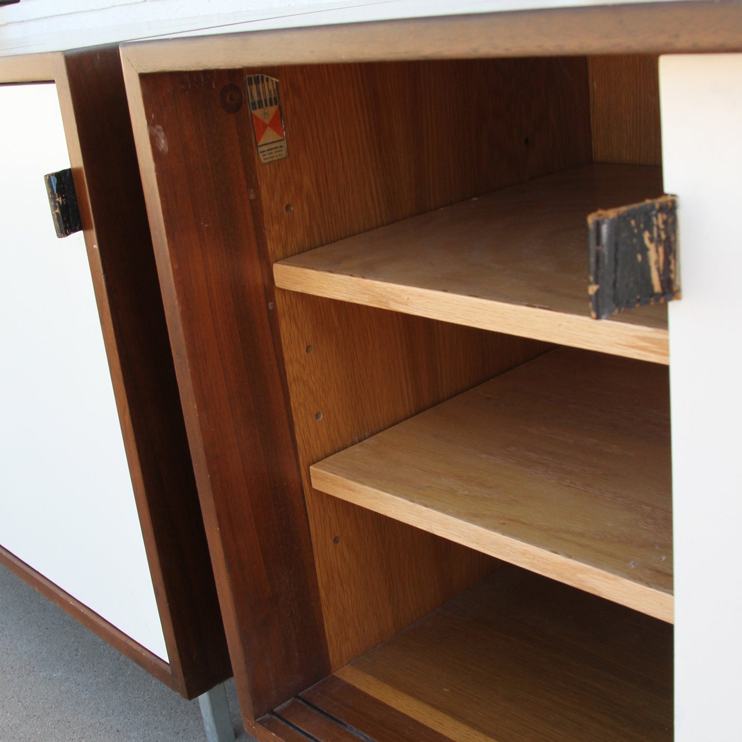 Elegant Knoll leather top credenza for vintage interiors