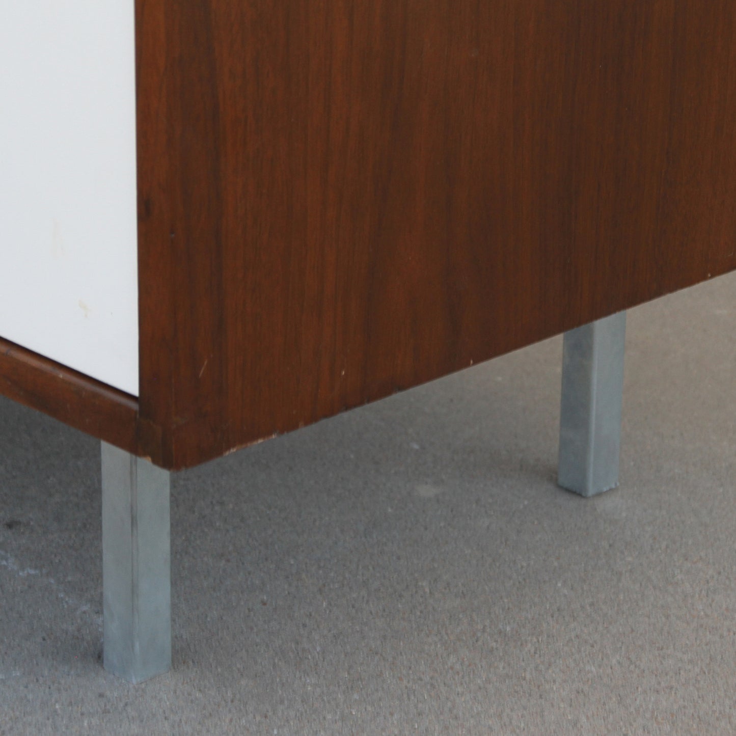 Leather top cabinet credenza in vintage Knoll style