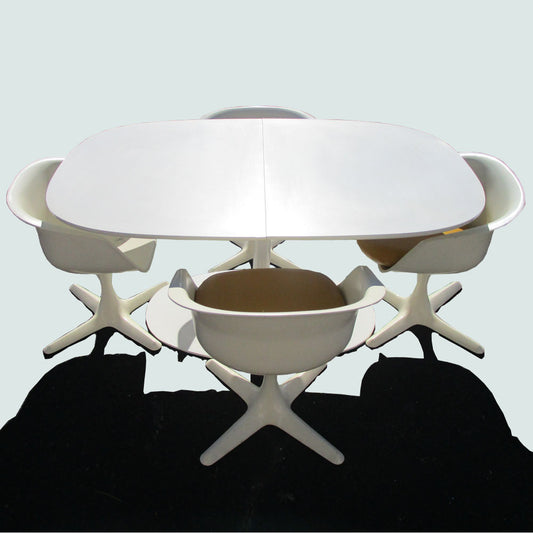 Vintage Burke white dining set inspired by Saarinen design