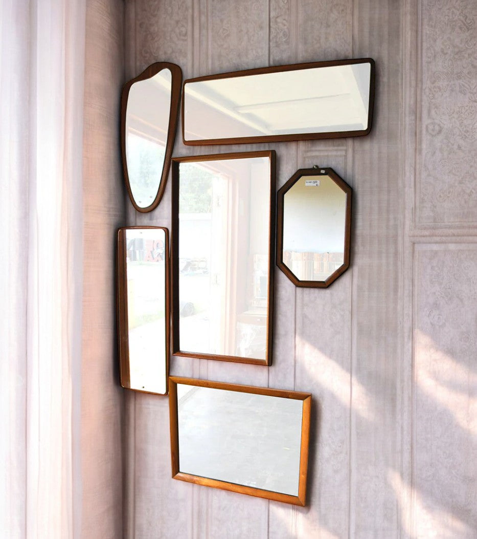 Set of 5 Danish mirrors with frames