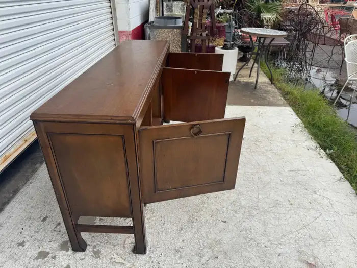 Walnut wood storage cabinet with clean lines
