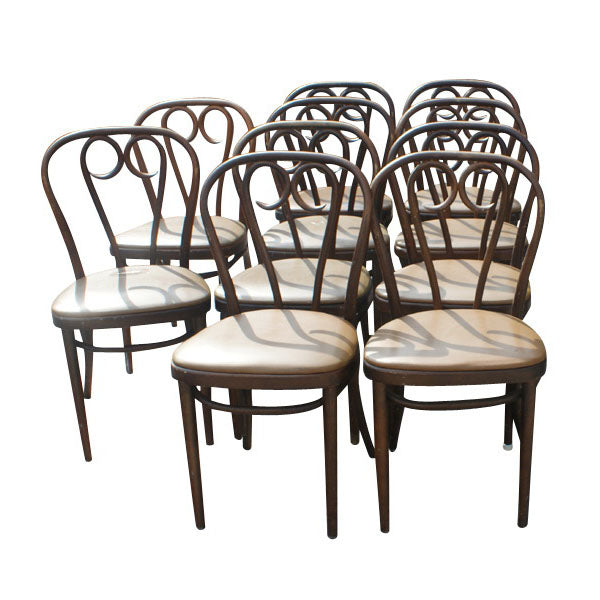Classic curved European bistro chair Thonet bentwood style.