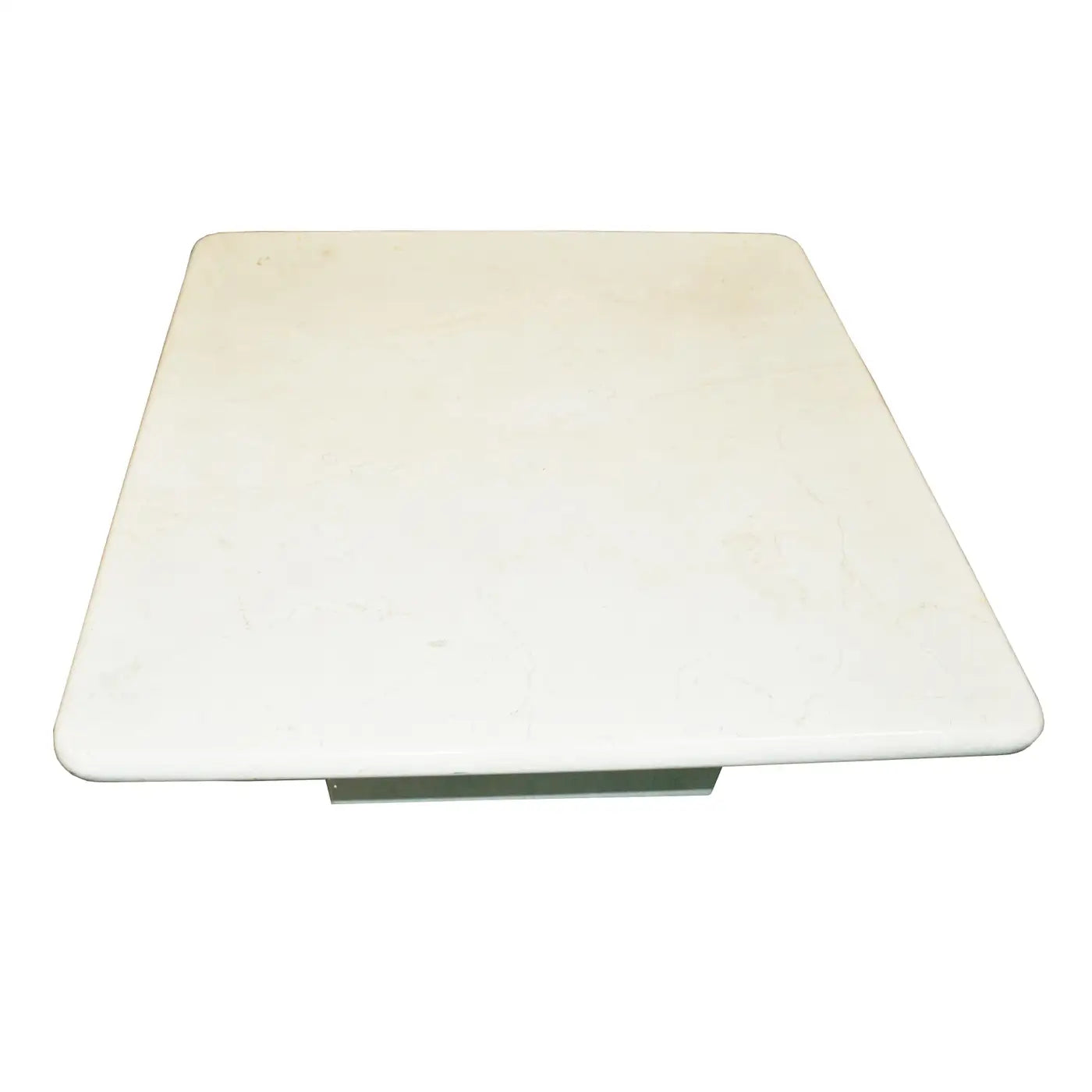 Cream marble end table with polished finish