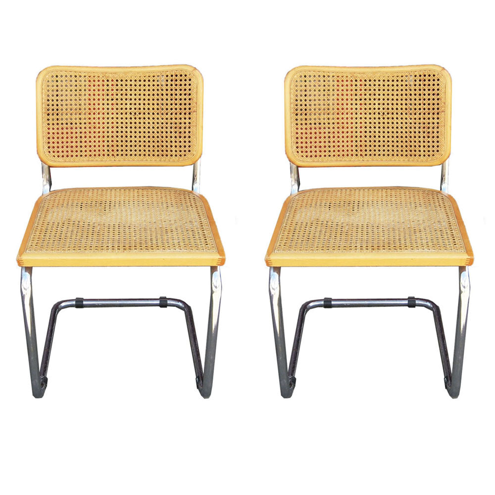 Pair of Vintage Italian Marcel Breuer Cesca Side Chairs