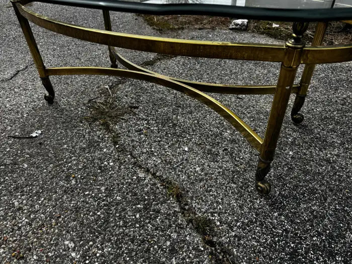 Contemporary brass coffee table centerpiece