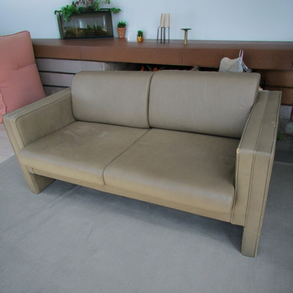 60″ Vintage Mid Century Modern Brayton Leather Settee