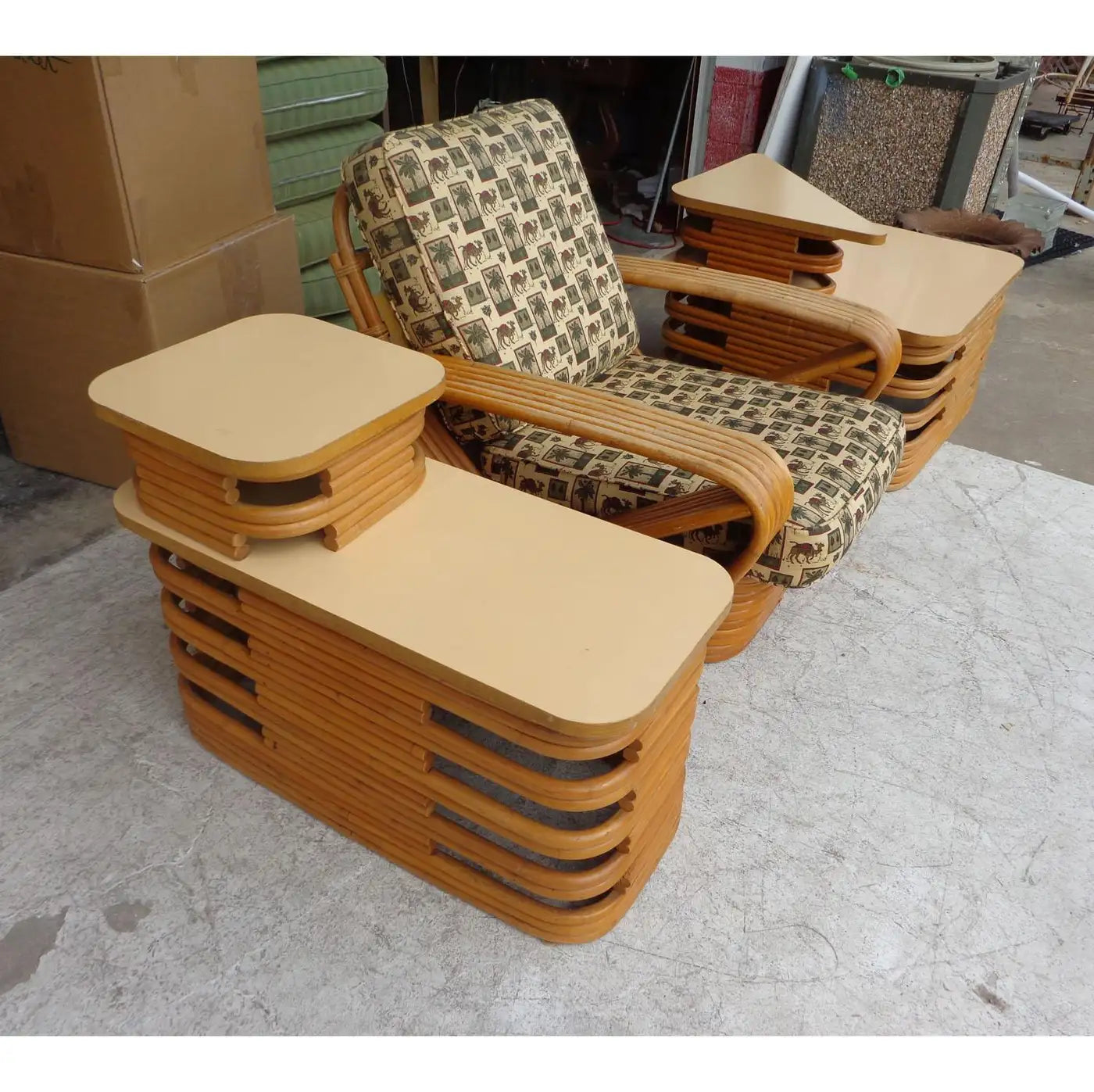 Paul Frankl midcentury rattan bamboo sofa