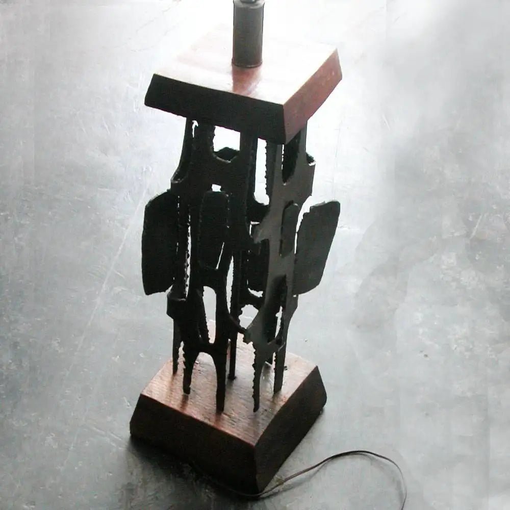 Antique Paul Evans style Brutalist lamp for dramatic decor