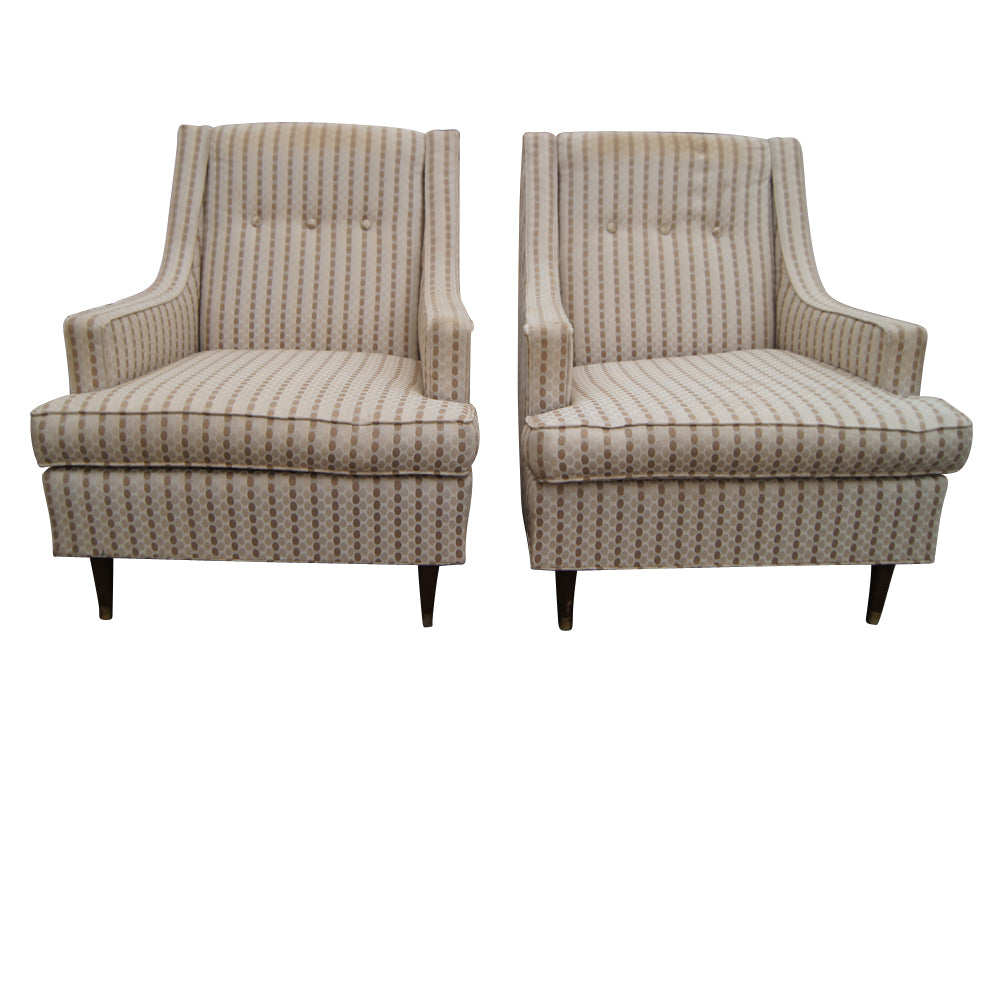 3ft tall pair Edward Wormley style highback lounge armchairs