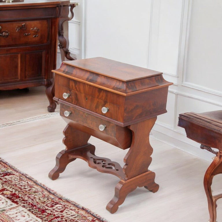 Empire style walnut dressing table with classic design
