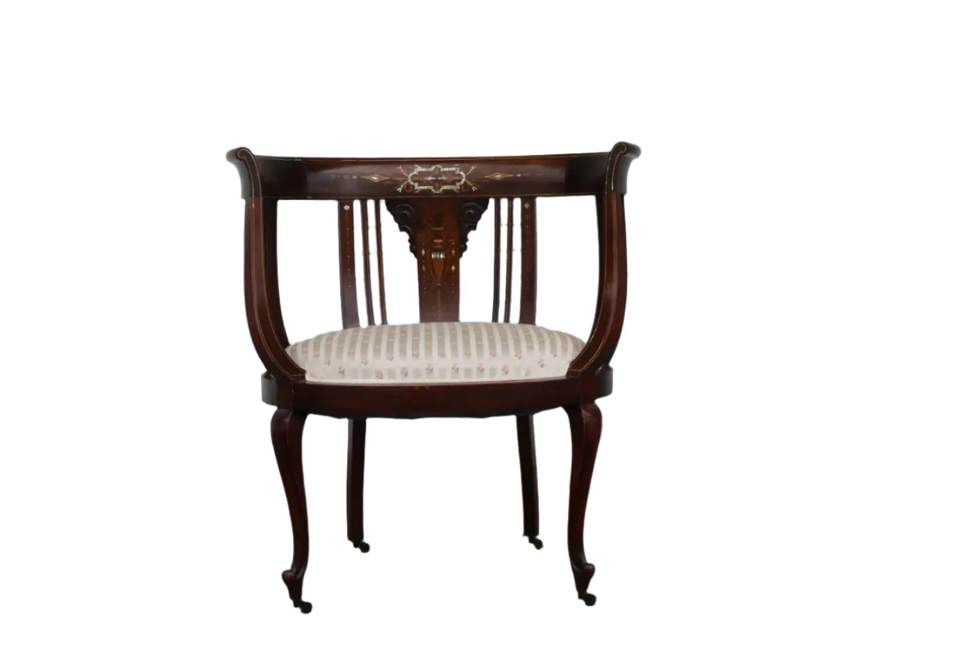 Victorian Style Barrel Inlaid Chair