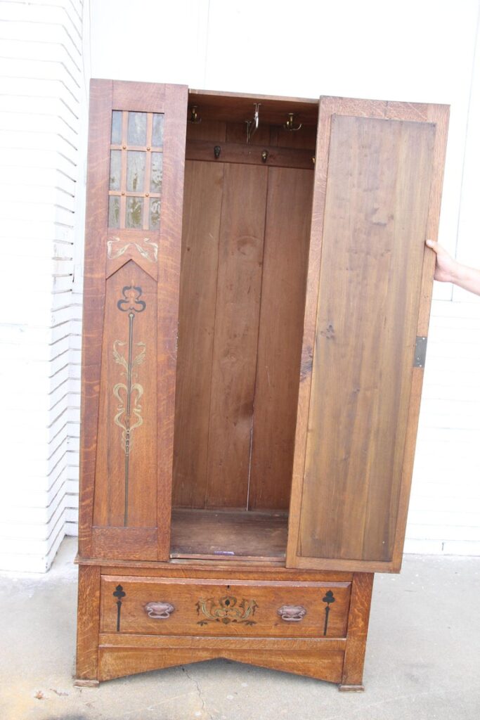 Vintage Mission oak furniture armoire