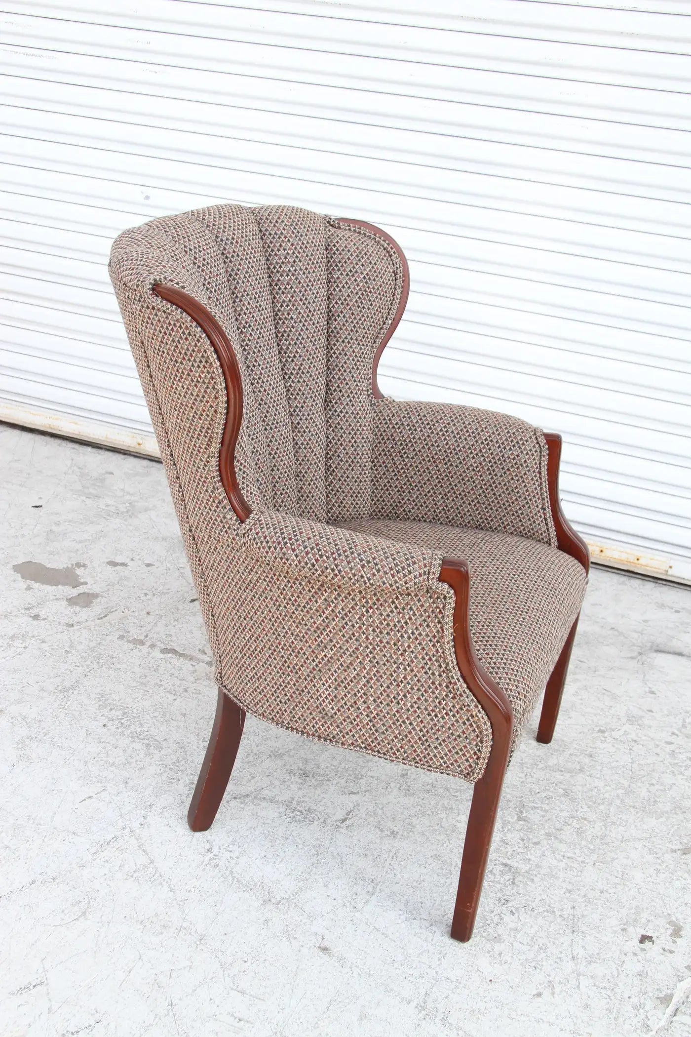 Accent chair with wing back and upholstery