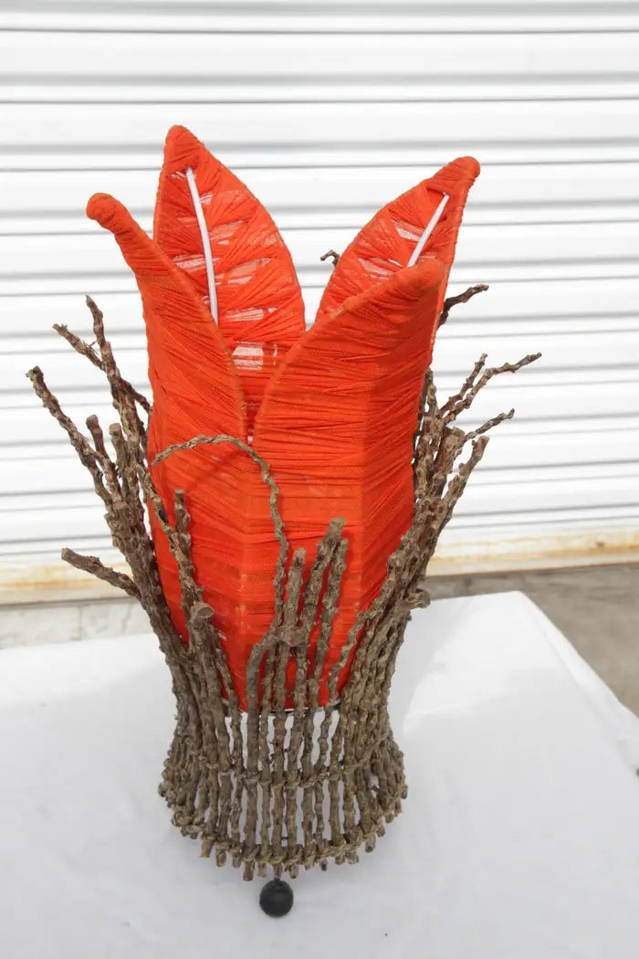 Industrial vintage table lamp with glass and metal features