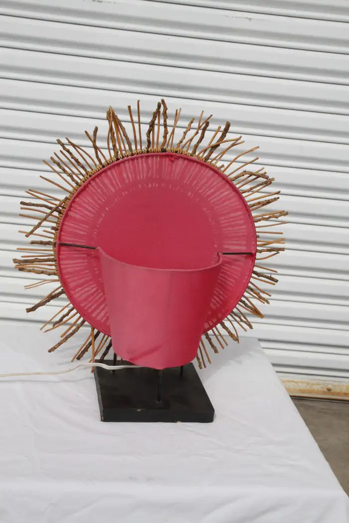 Unique bamboo table lamp with decorative details