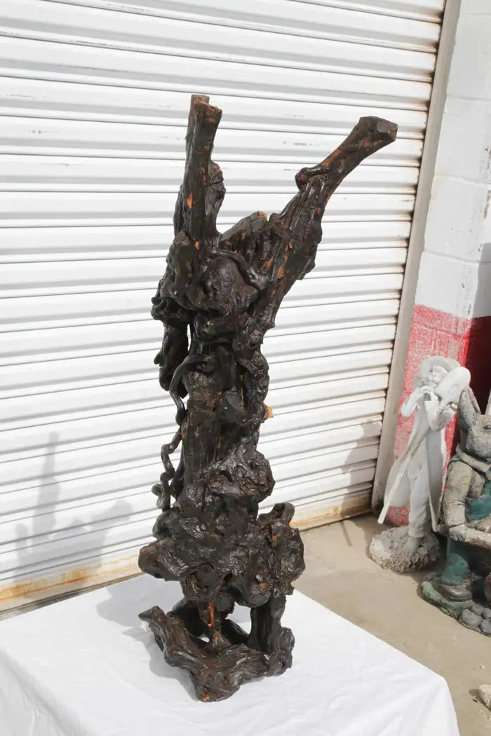 Abstract brass tree sculpture with stomp base for home decor