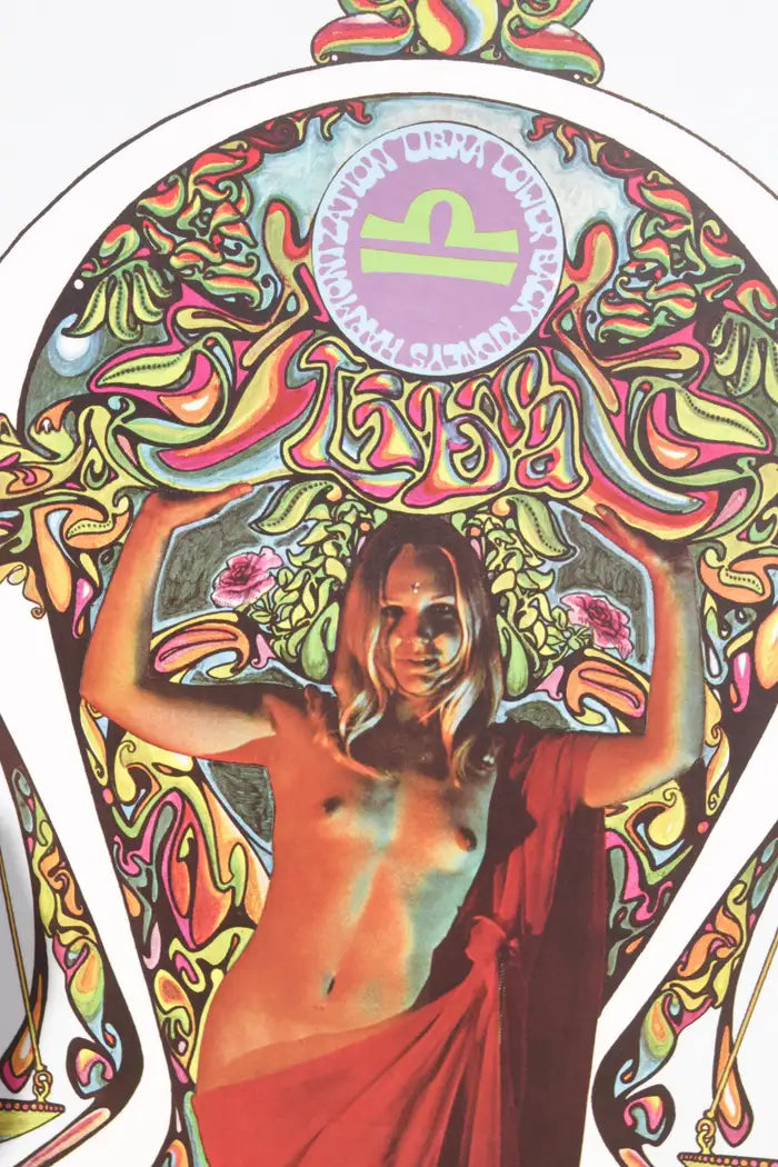 Printed 1967 Libra astrology poster with unique features