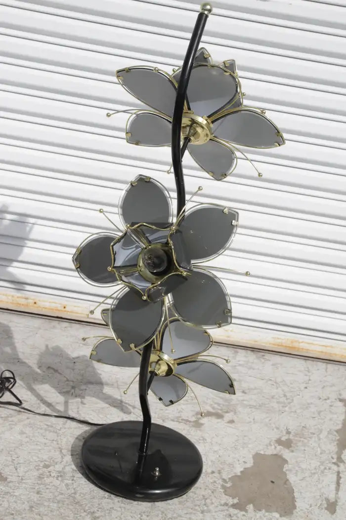 Vintage Tiffany floor lamp with floral glass shades