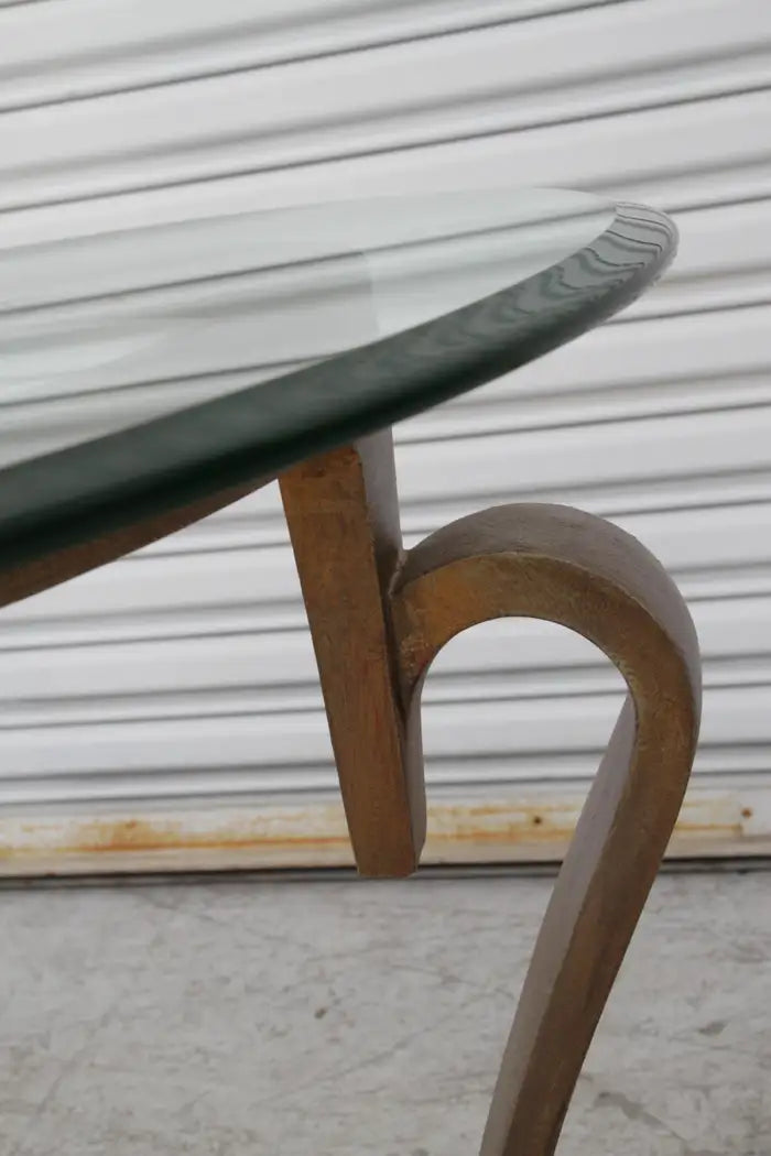 Wrought Iron Round Coffee Table with Glass Top