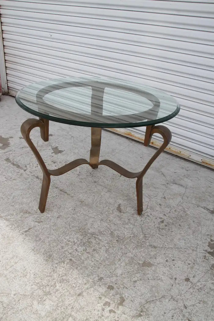 Wrought Iron Round Coffee Table with Glass Top