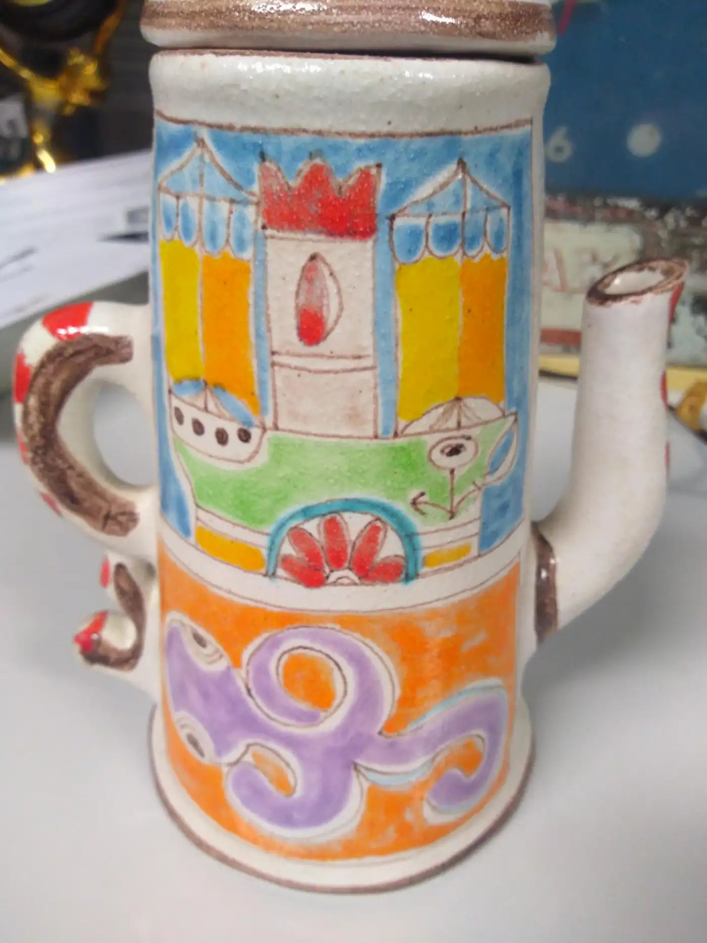 Artistic teapot with whimsical Italian design