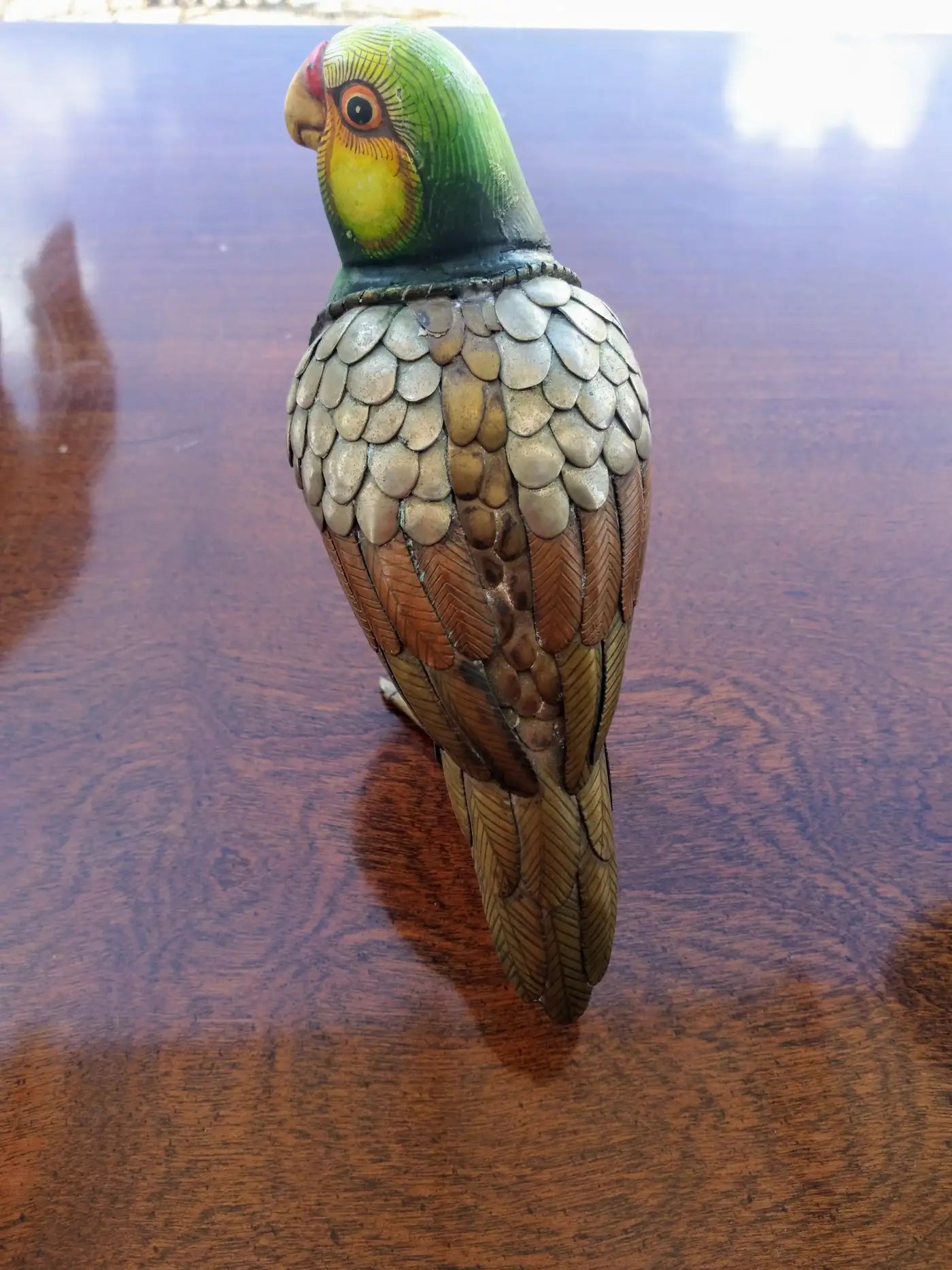 Vibrant Sergio Bustamante parrot bird sculpture
