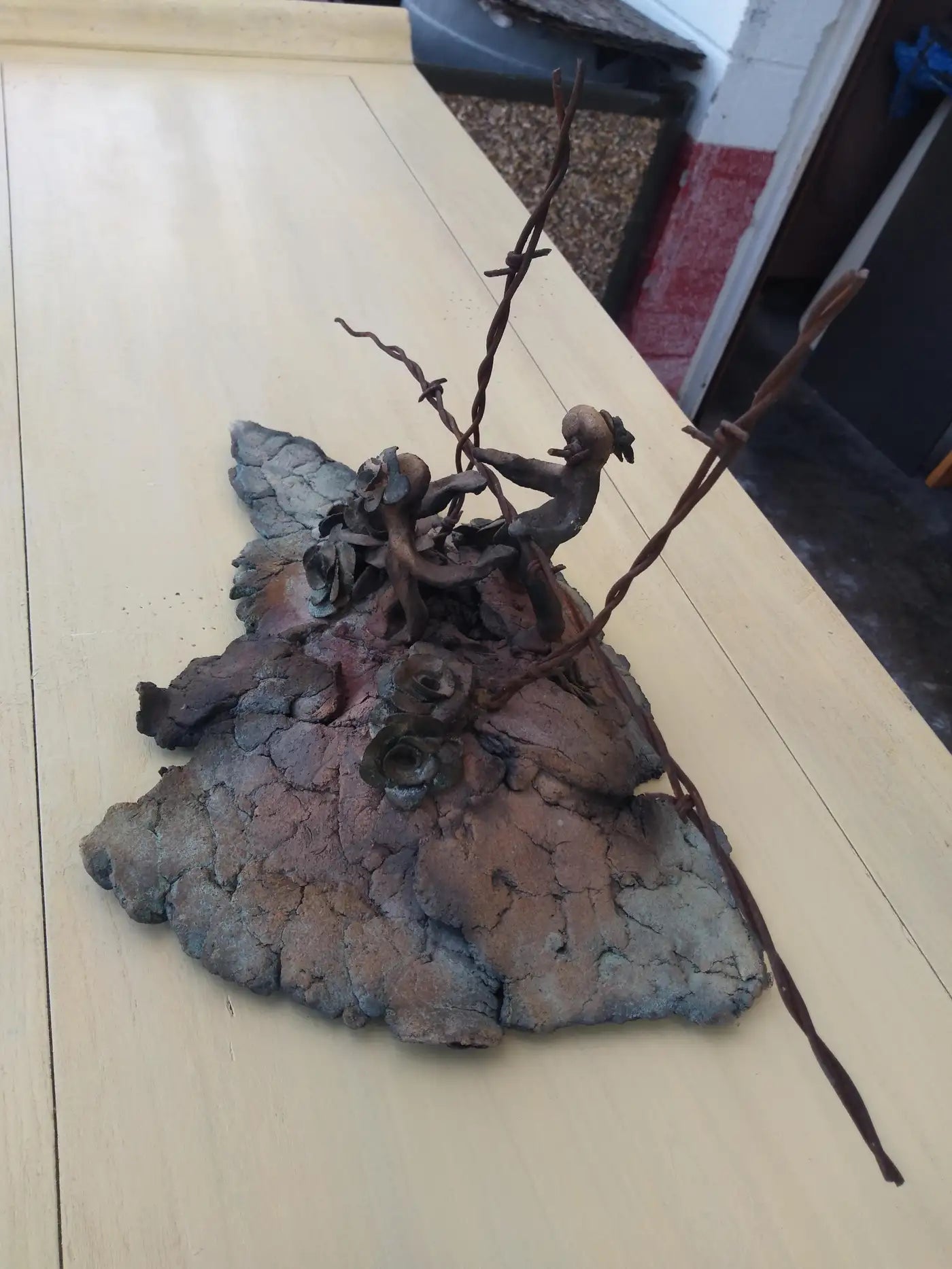 Raku Sculpture "Separation Anxiety" by Bruny Graves