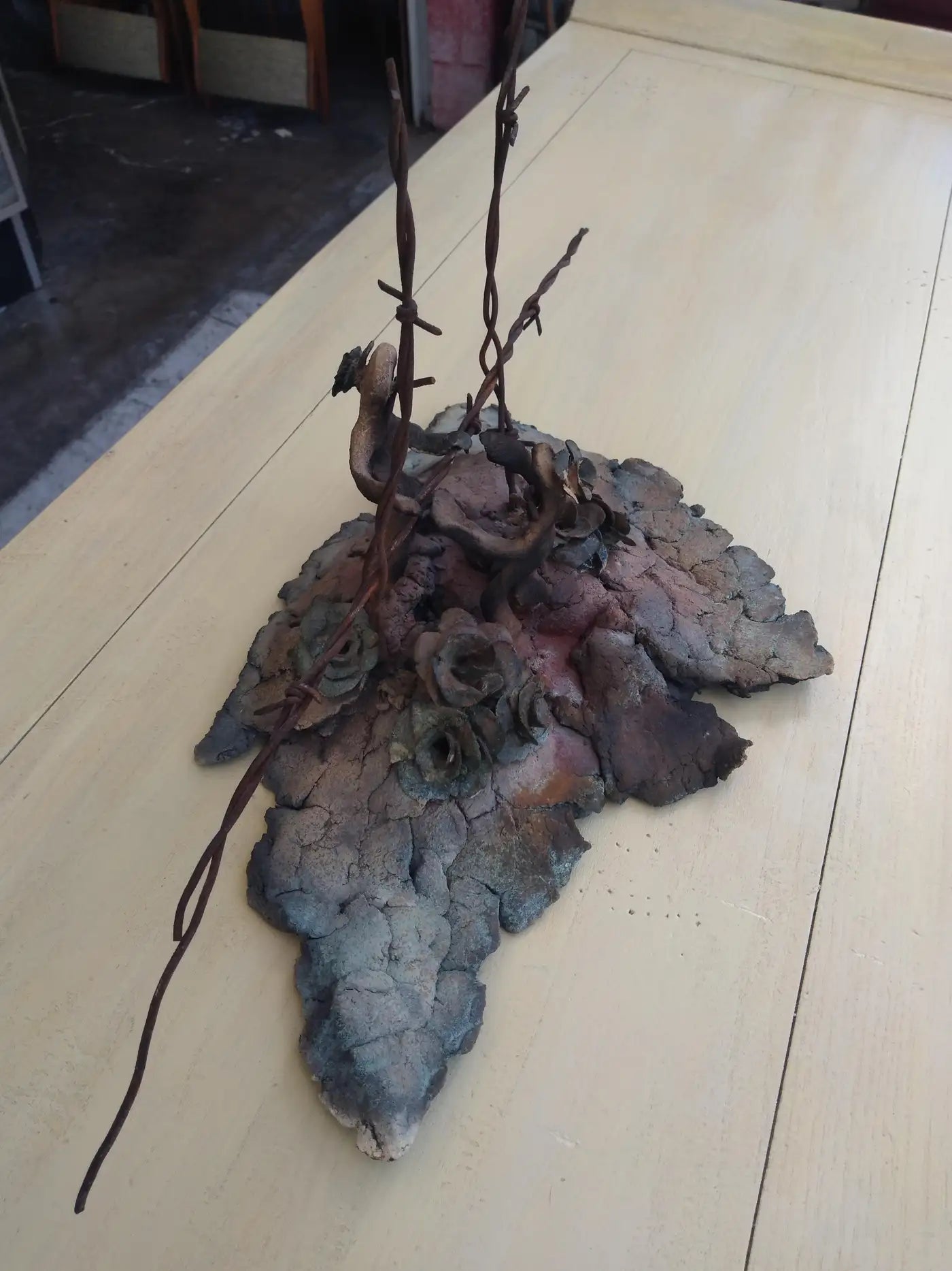 Raku Sculpture "Separation Anxiety" by Bruny Graves